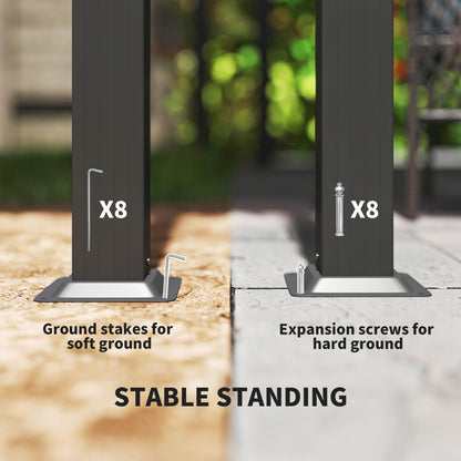 Pergola aluminiowa Outsunny 3 x 3 m z rozsuwanym dachem – szara/khaki