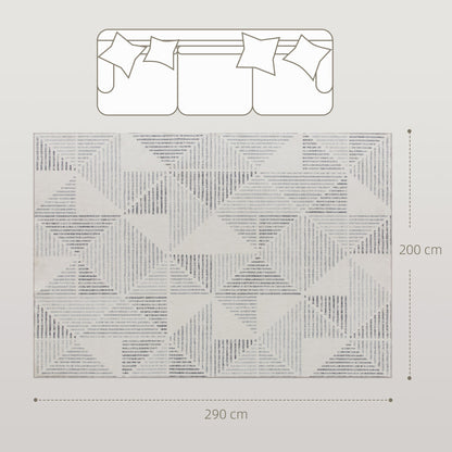 HOMCOM Modern Area Rug, Geometric Pattern Non-Slip Washable Rug, Soft Floor Carpet for Living Room, Bedroom, Dining Room, Home Office, 290 x 200 cm, Grey
