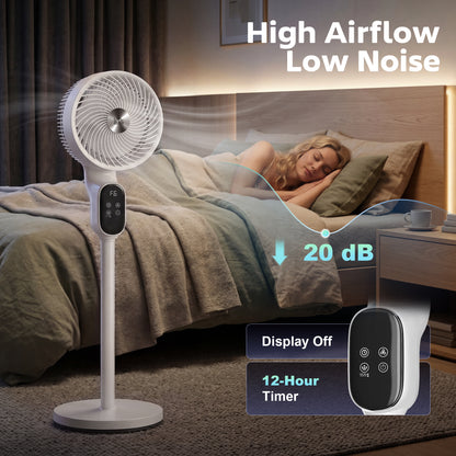 HOMCOM 20 dB Silent Standing Fan for Bedroom, 39" Pedestal Fan with Remote, 90Â° Oscillating, 8 Speeds, Adjustable Height, White