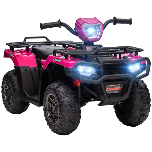 HOMCOM 12V Quad dla dzieci z funkcjami jazdy do przodu i do tyłu, jeździk ATV z muzyką, diodami LED, reflektorami, dla dzieci w wieku 3-5 lat - różowy