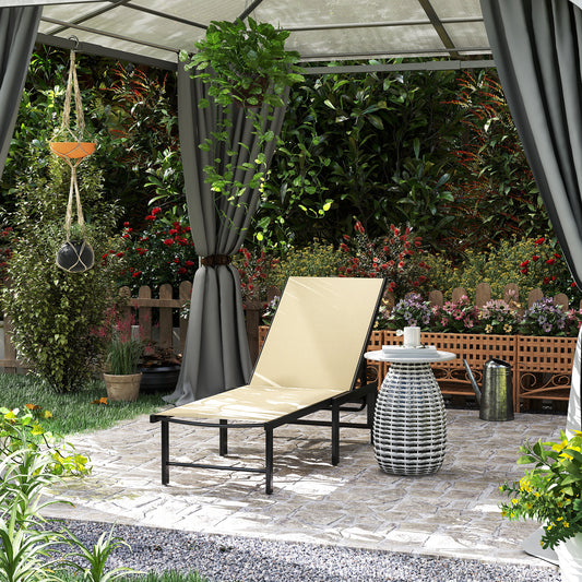 Leżak Outsunny Reclining Sun Lounger - Khaki