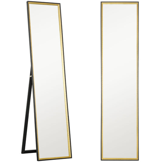 Lustro HOMCOM o pełnej długości, 37 x 157 cm, montowane na ścianie, pochylone, wolnostojące, oprawione lustro na całą powierzchnię do salonu, sypialni, czarne