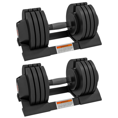 SPORTNOW 2 x 24KG Adjustable Dumbbells Set, 4-in-1 Weights Set with Storage Tray and Non-Slip Handle, Home Gym Fitness Equipment, Black