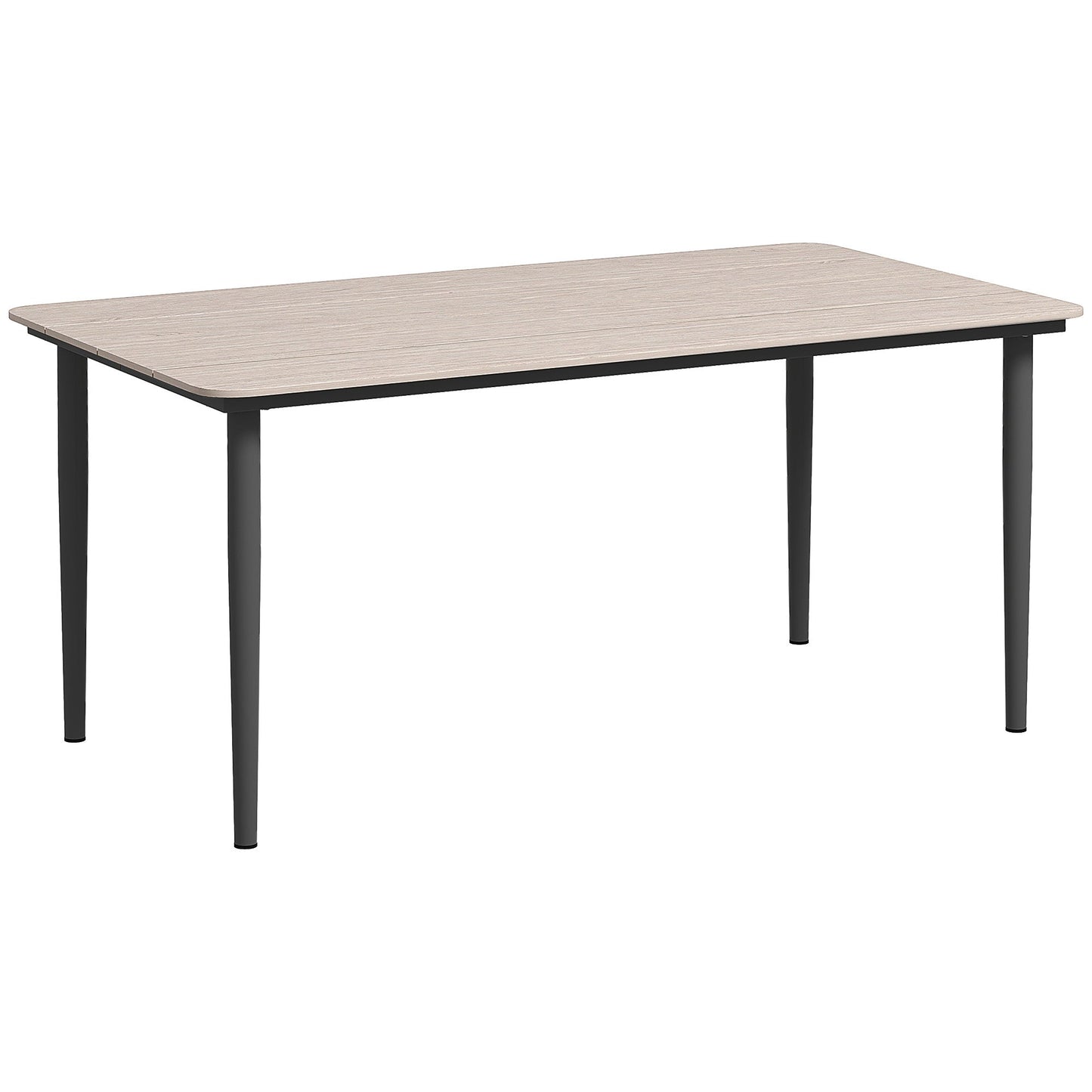 Outsunny Garden Table, Outdoor Dining Table for 6 People, 160 x 90 x 74 cm, with Rust Resistant Metal Frame, WPC Top, for Balcony, Terrace, Light Grey