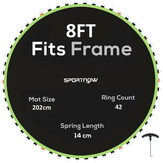 SPORTNOW Trampoline Replacement Mat with Spring Pull Tool, 42 V-Hooks, for 8ft Trampoline using 14cm Springs, Green