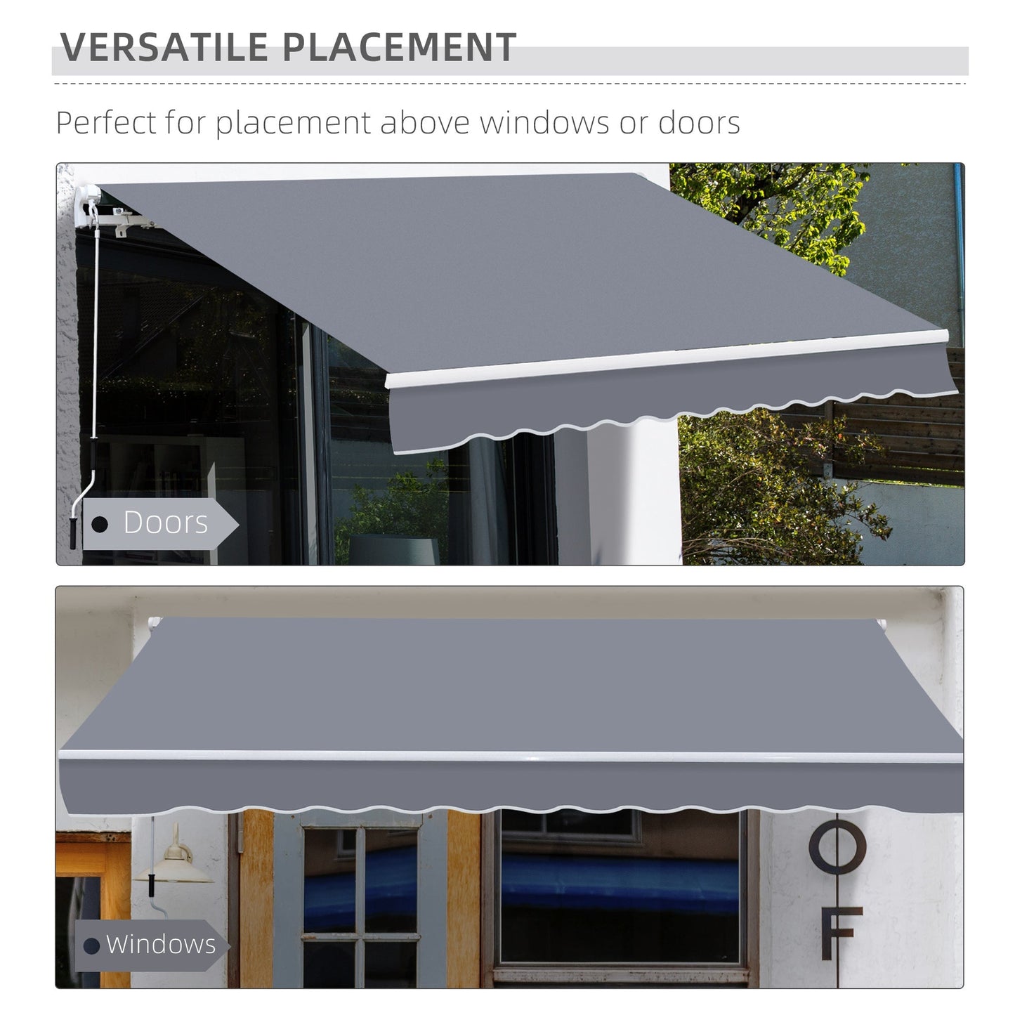 مظلة يدوية من Outsunny Garden Patio مظلة شمسية قابلة للسحب مقاس 4 م × 3 م - رمادي