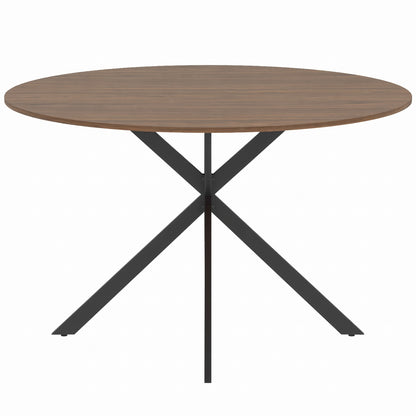 HOMCOM Dining Table for 4, 120 cm Industrial Kitchen Table with Wood Effect Tabletop and Steel Legs, Brown