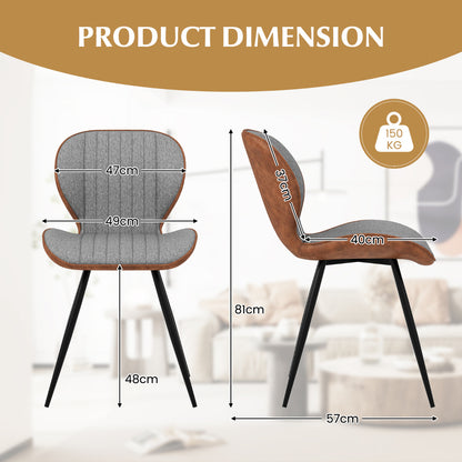 4 Set Armless Dining Chair Modern Accent Chairs with Curved Backrest-Grey
