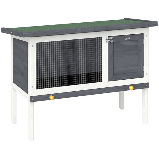 PawHut Wooden Rabbit Hutch, Guinea Pig Hutch with Asphalt Roof, Outdoor Elevated Bunny House for Rabbits, Chinchillas