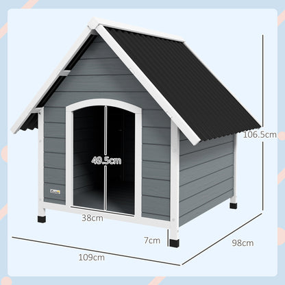 PawHut Outdoor Dog Kennel, Wooden Dog House, with Removable Floor, Anti-Corrosion Wood, for Large Dogs, 106.5H x 110W x 98Dcm