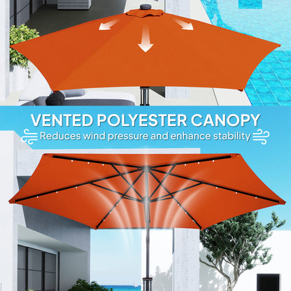 Outsunny 3(m) Solarny LED Cantilever Parasol - Pomarańczowy