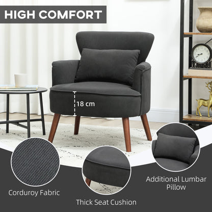 HOMCOM Corduroy Retro Accent Chair - Black