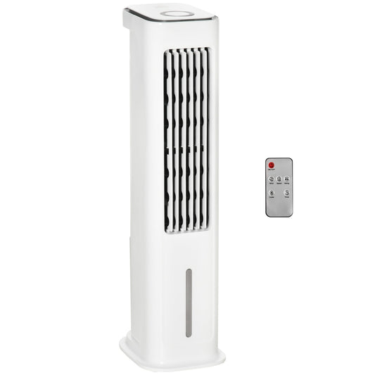 HOMCOM Evaporative Air Cooler, 5L Water Tank Oscillating Ice Cooling Fan with 3 Modes, 3 Speeds, Remote Control, Timer, and Oscillation, White