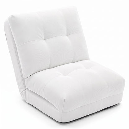 5-Level Adjustable Floor Chair for Adults with Back Support and Comfy Padded Cushions-White