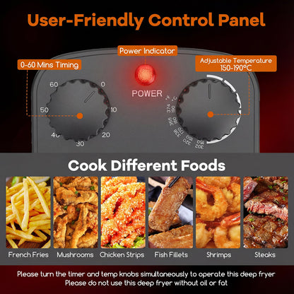 5 Liter 2000W Electric Deep Fryer Oil Fryer with 3 Detachable Frying Baskets