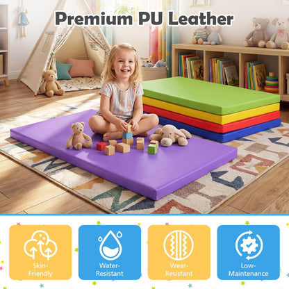 5-Pack Kids Nap Mats 5.5 CM Thick Sponge Rest Mats with PU Covers for Toddlers-Rainbow