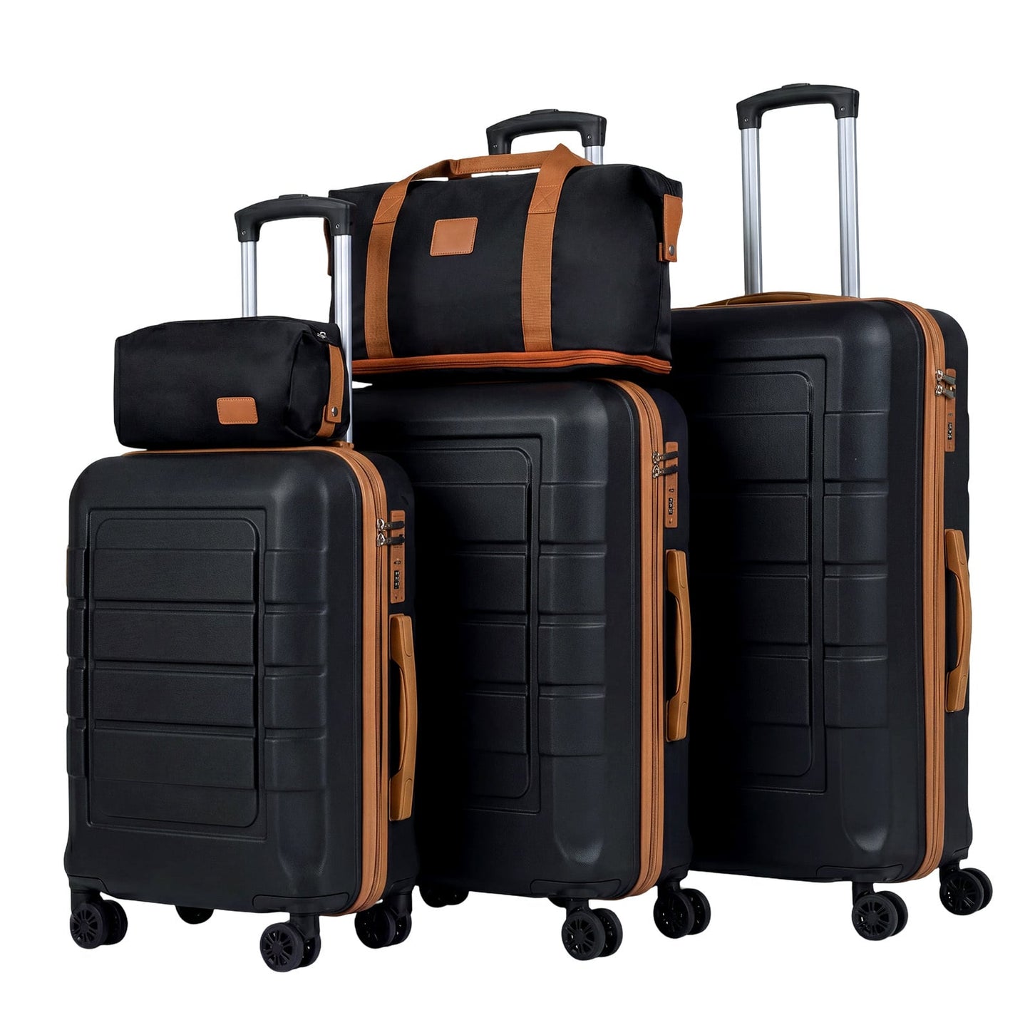 5-Piece Luggage Set with Universal Wheels and ABS Hard Shell for Travel-Black