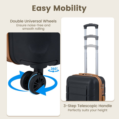 5-Piece Luggage Set with Universal Wheels and ABS Hard Shell for Travel-Black