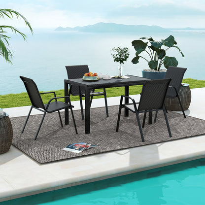 5 Piece Patio Rattan Dining Set Outdoor Table and Chairs Set for 4