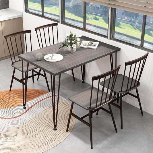 5-Piece Dining Table Set for 4 with Swivel Feet for Living Room-Grey