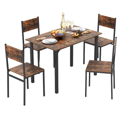 5-Piece Modern Kitchen Dining Room Furniture with Wood Rectangular Table-Coffee