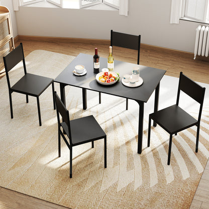 5-Piece Modern Kitchen Dining Room Furniture with Wood Rectangular Table-Grey