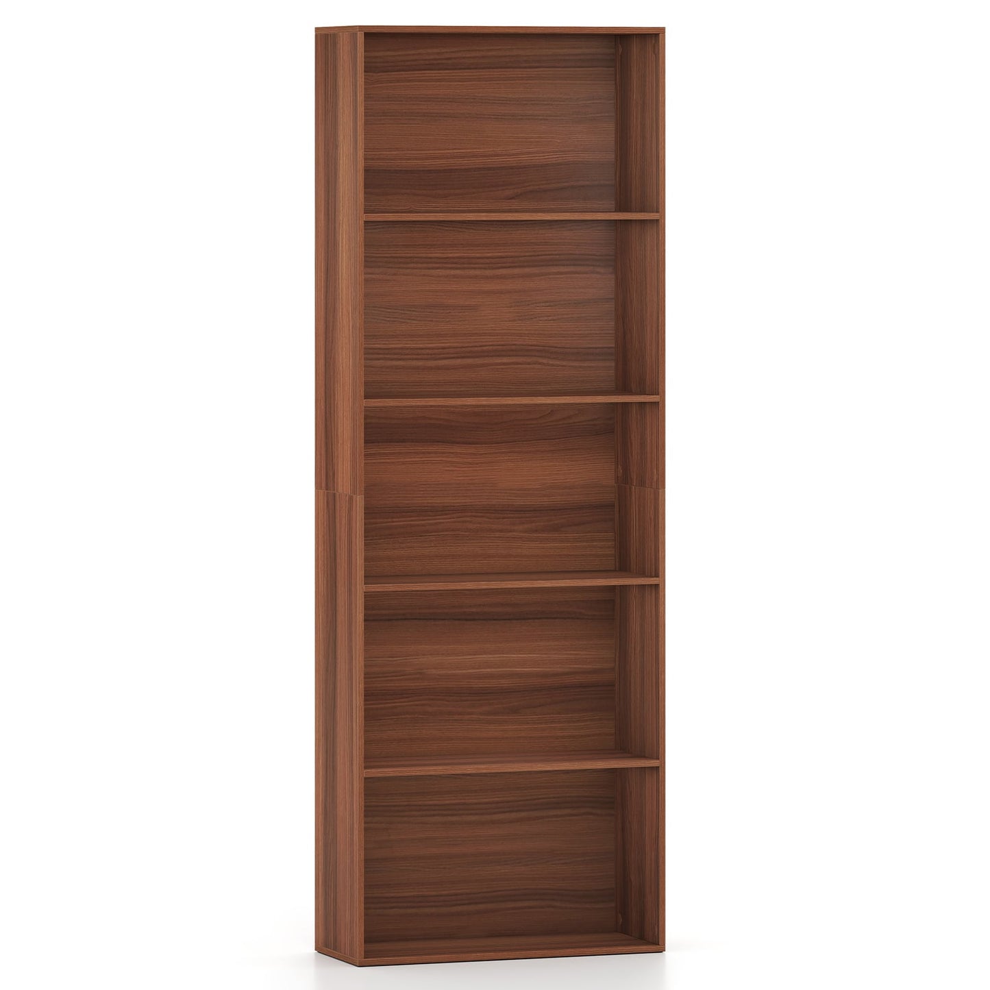 5-Tier Bookshelf with Freestanding Display Shelf and Storage Organizer for Living Room-Brown