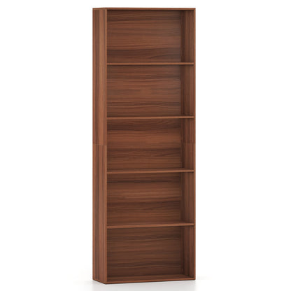 5-Tier Bookshelf with Freestanding Display Shelf and Storage Organizer for Living Room-Brown