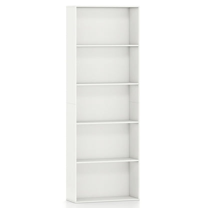 5-Tier Bookshelf with Freestanding Display Shelf and Storage Organizer for Living Room-White