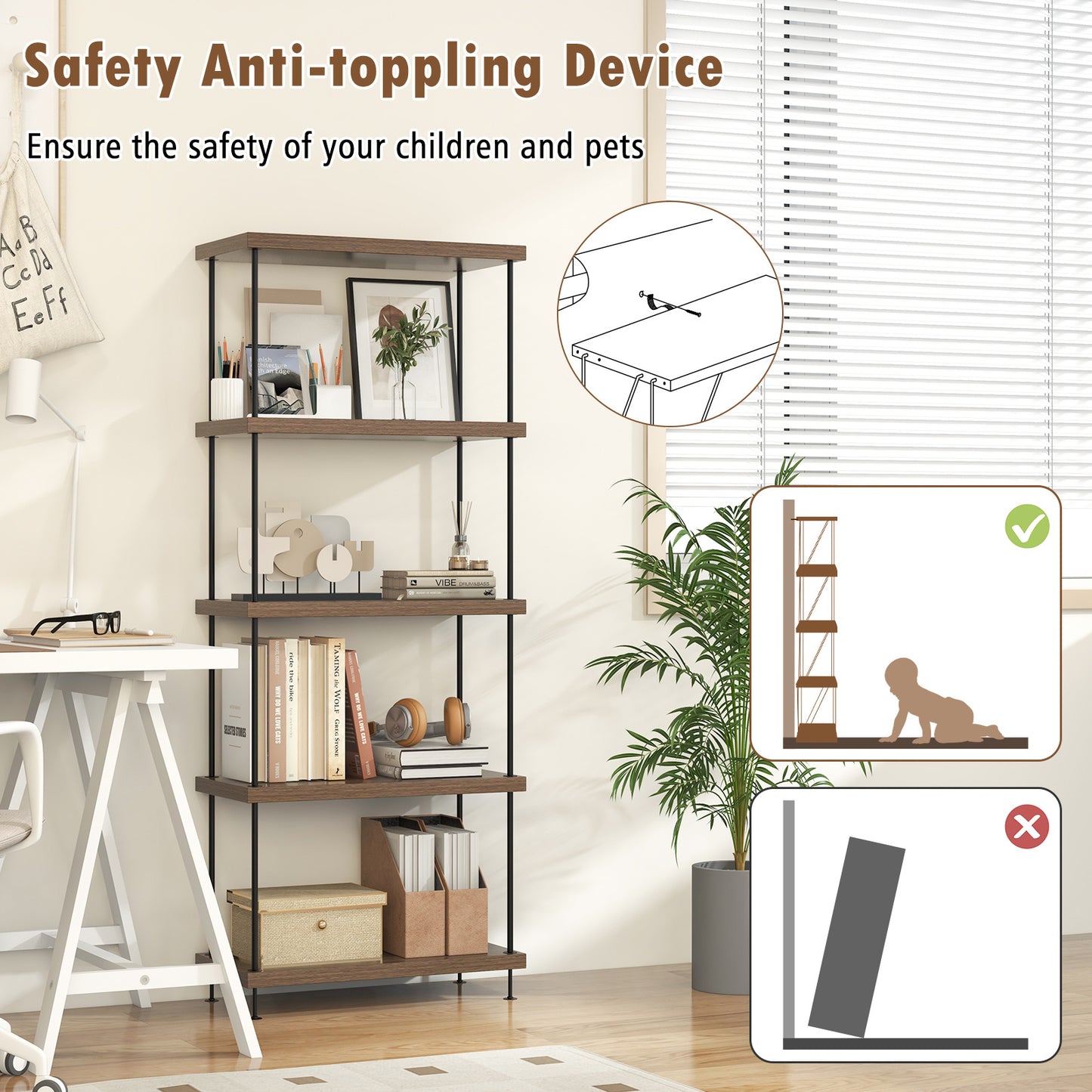 5-Tier Multipurpose Display Rack with Metal Frame 2 Pack