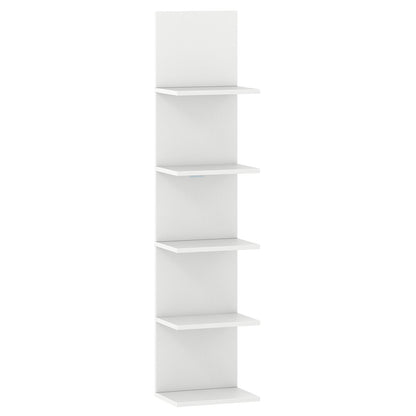 5-Tier Wall Shelves Vertical Floating Storage Shelf Unit-White
