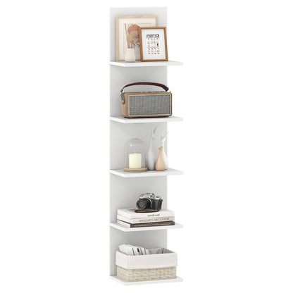 5-Tier Wall Shelves Vertical Floating Storage Shelf Unit-White