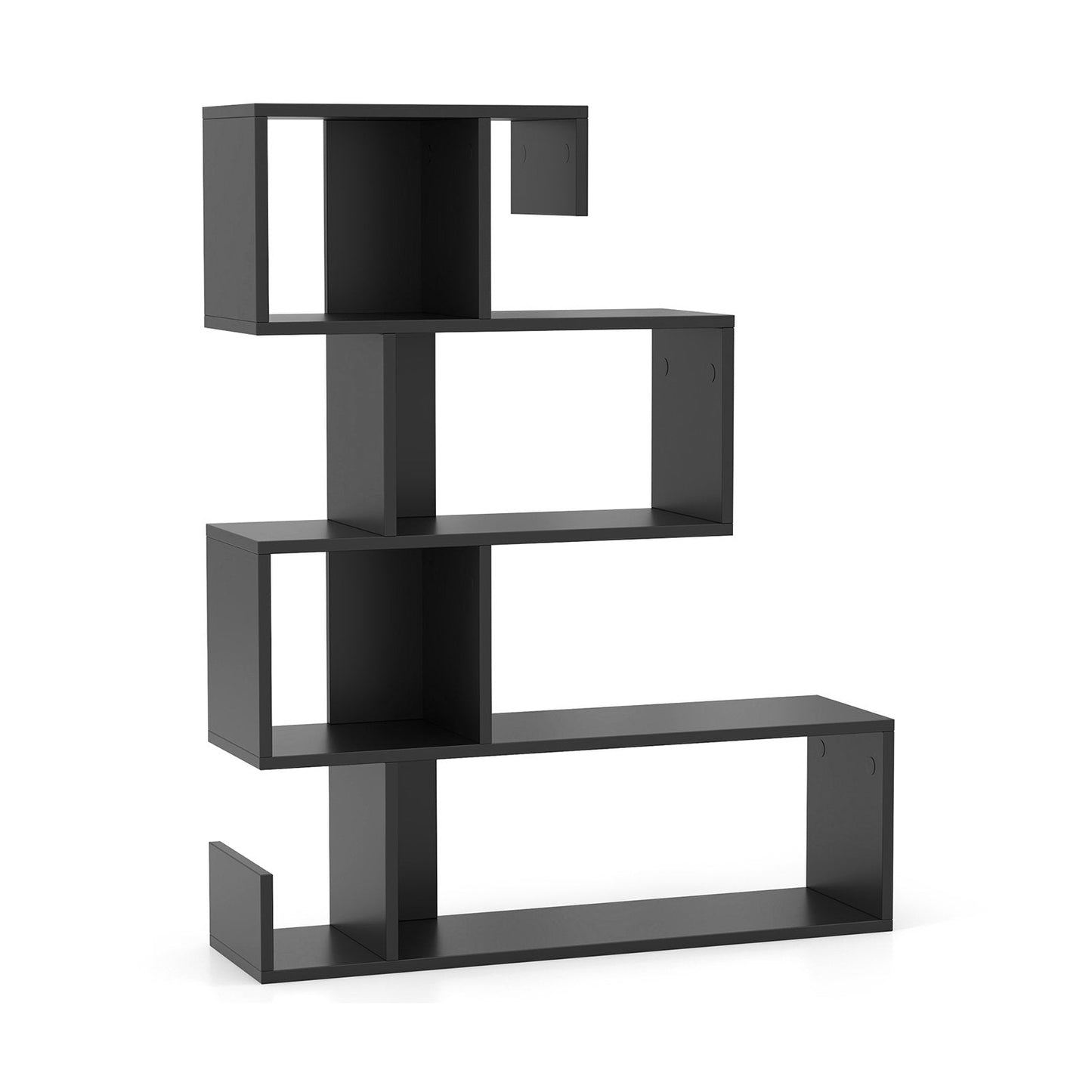 5-Tier S-Shaped Bookshelf with Open Cubes and Anti-Toppling Kits-Black