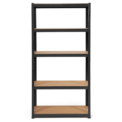 5-Tier Storage Rack with Boltless Shelving and Adjustable Shelves-Black