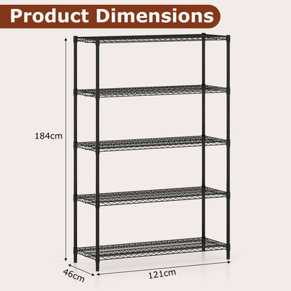 4/5/6-Tier Wire Shelving Unit Adjustable Metal Storage Shelves with V-shaped Shelving Rack-5-Tier