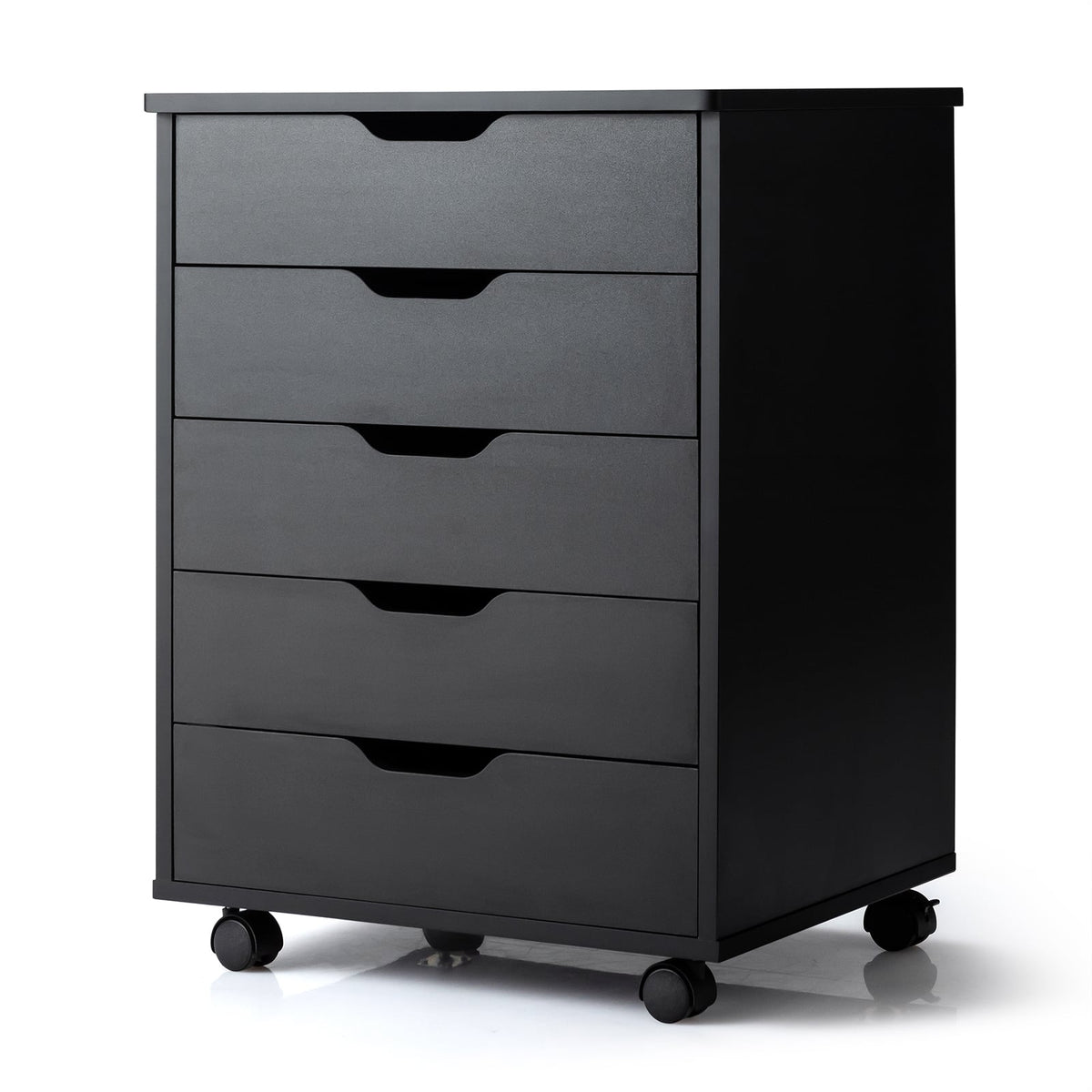 5 Drawer Chest with Wheels in Black