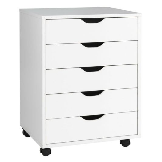 5 Drawer Chest with Wheels in White