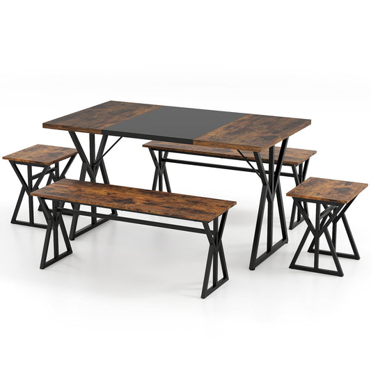 5-Piece Dining Room Set in Rustic Brown