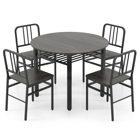 5 Piece Dining Table Set with Storage Rack for Dining Room