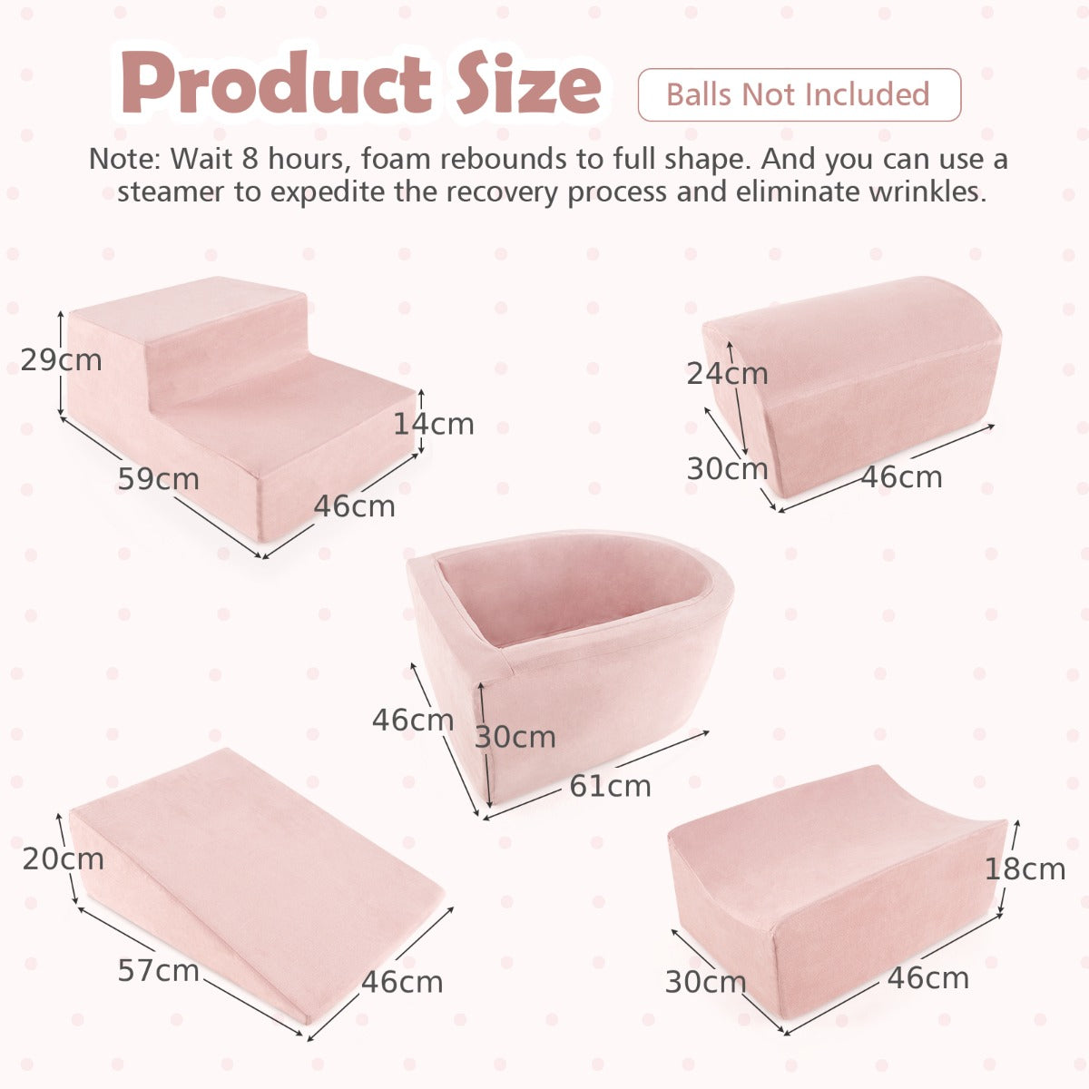 5-Piece Climb and Crawl Playset with Ball Pit for Kids-Pink