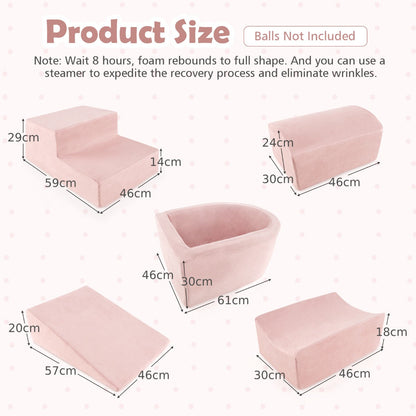 5-Piece Climb and Crawl Playset with Ball Pit for Kids-Pink