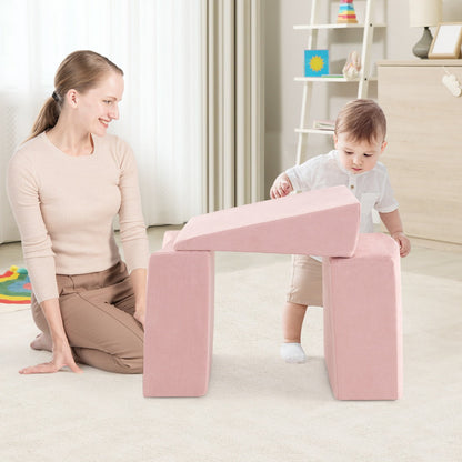 5-Piece Climb and Crawl Playset with Ball Pit for Kids-Pink