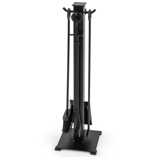 5 Pieces Fireplace Tools Set with Poker and Base Stand Holder