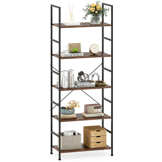 5-Tier 160 cm Tall Bookcase in Brown