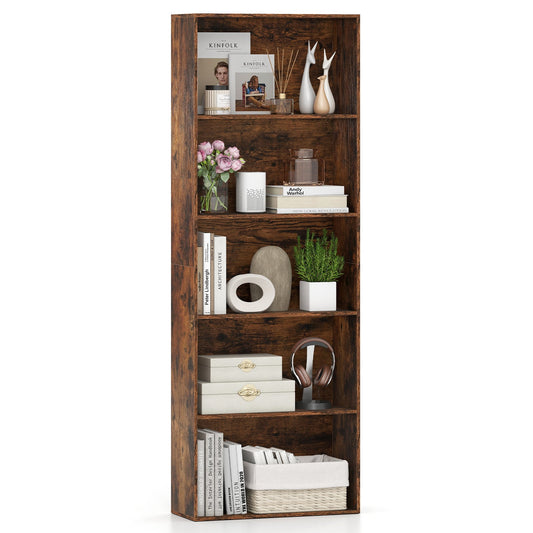 5-Tier Bookshelf in Rustic Brown