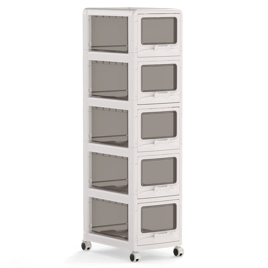 5-Tier Plastic Drawer Storage Organizer Rolling Cart