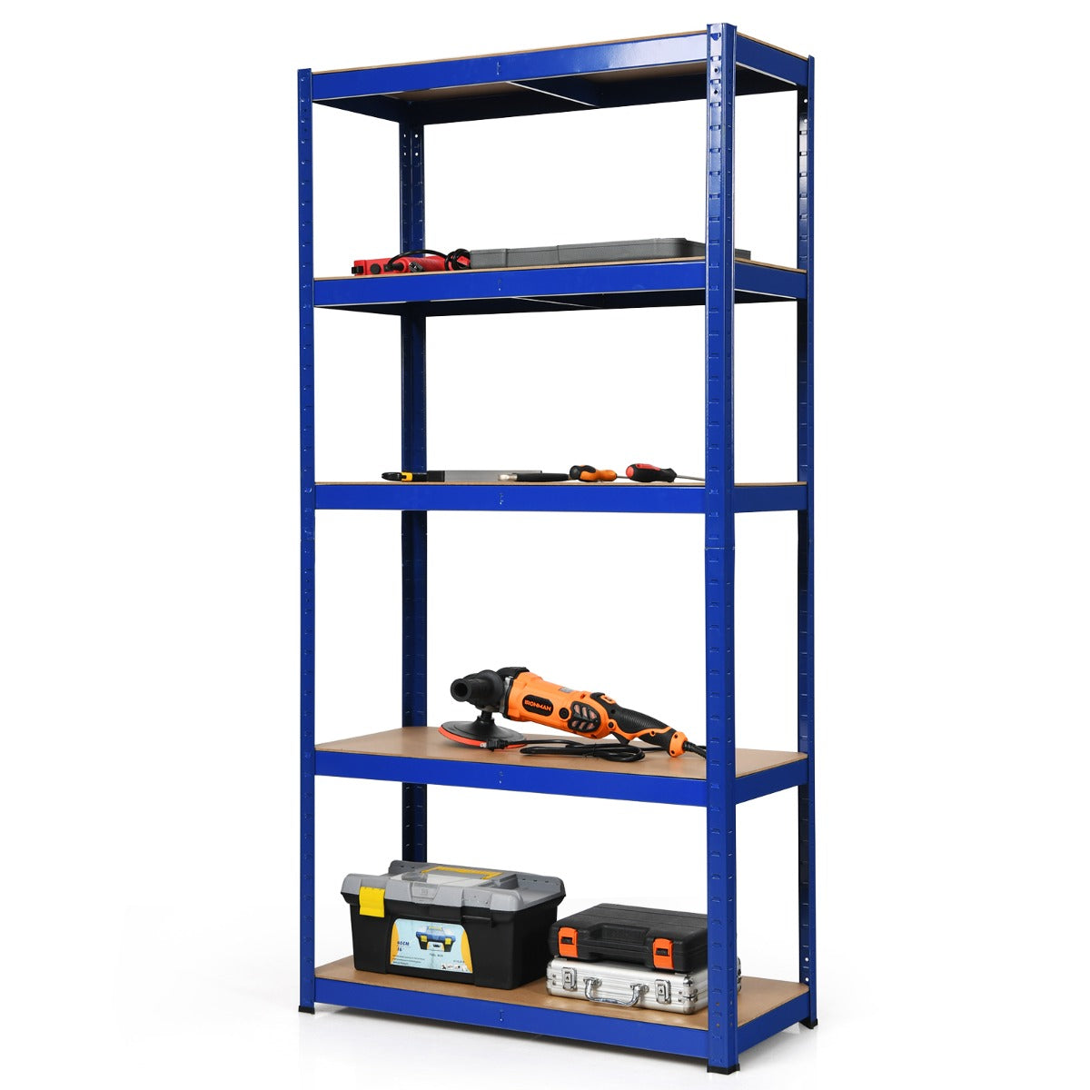 5-Tier Storage Rack with Boltless Shelving and Adjustable Shelves-Navy