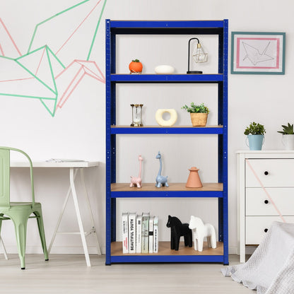 5-Tier Storage Rack with Boltless Shelving and Adjustable Shelves-Navy