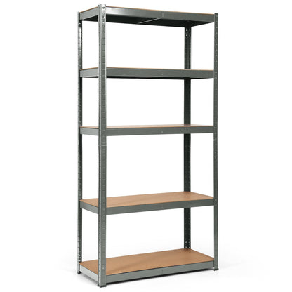 5-Tier Storage Rack with Boltless Shelving and Adjustable Shelves-Grey