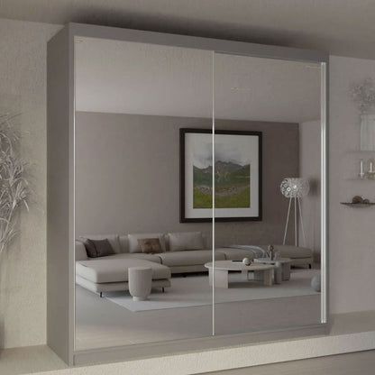 Castle Grey Fully Mirrored Sliding Door Wardrobe - 150cm and 200cm